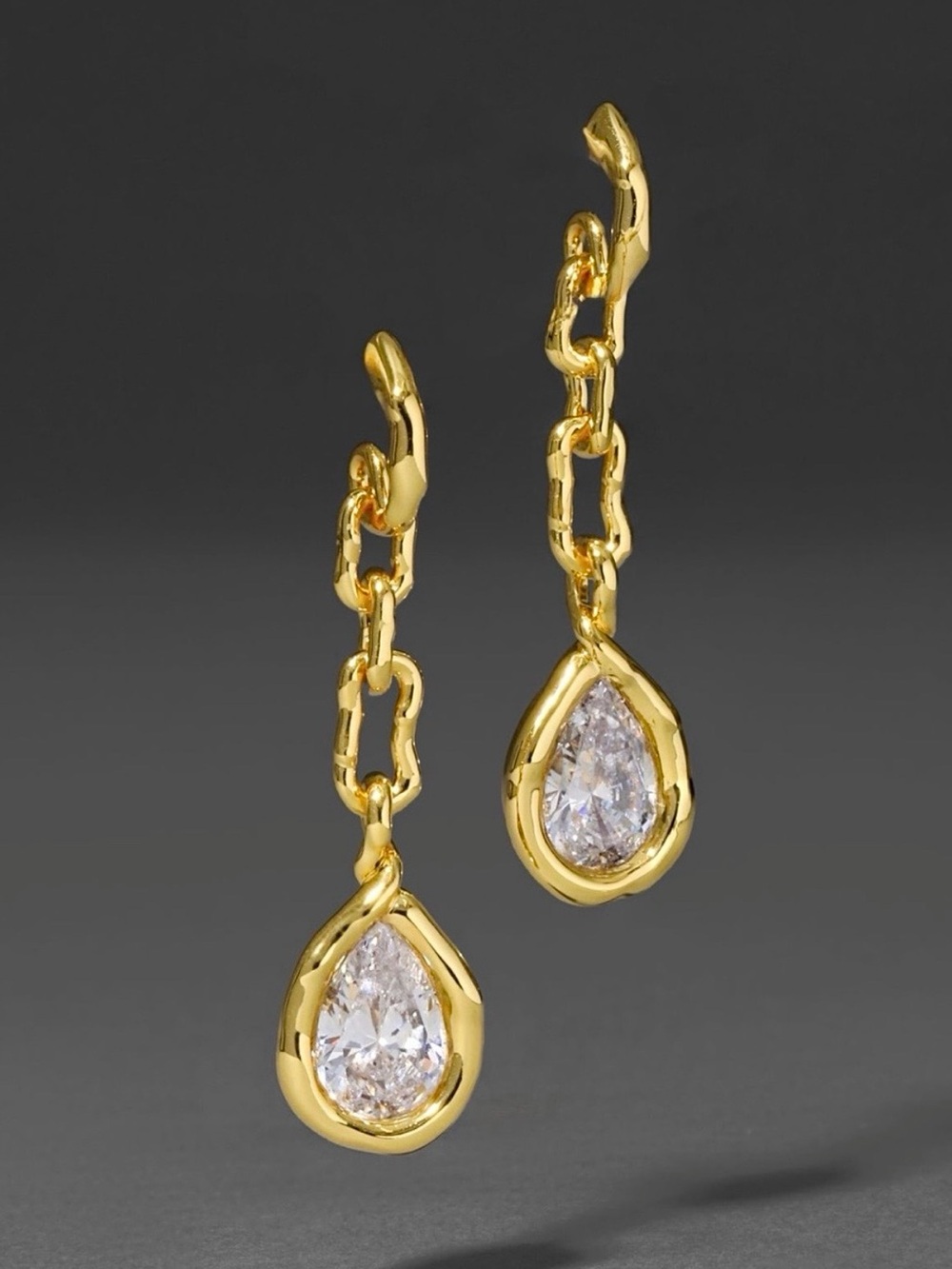Alexis Bittar Asterales Gold Link Pear Drop Earrings